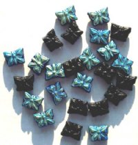 25 12mm Black AB Glass Butterfly Beads
